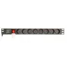 EnerGenie EG-PDU-014-F Rack Power Distribution Unit (8 FR ligzdas, 1U, 16A, Schuko spraudnis, 3m, melna krāsa)