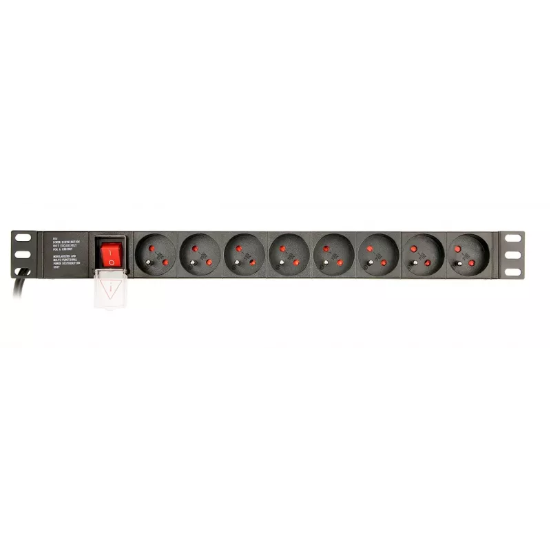 EnerGenie EG-PDU-014-F Rack Power Distribution Unit (8 FR ligzdas, 1U, 16A, Schuko spraudnis, 3m, melna krāsa)
