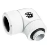 Savienotājs BitsPower BP-DWE90RMLA16 — misiņa 90° leņķa datora dzesēšanas savienotājs, diametrs 1,6 cm, balts