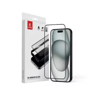 Rūdīta stikla ekrāna aizsargs Crong 9H Full Glue iPhone 16/15