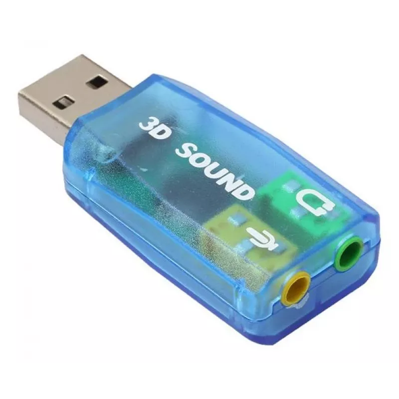 USB ārējā skaņas karte Gembird Virtus2 — USB saskarne, 3,5 mm austiņas, zila caurspīdīga