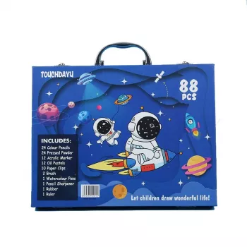 Mākslas gleznošanas komplekts Extralink Blue Astronaut — 88 elementi (krāsas, otas, piederumi)