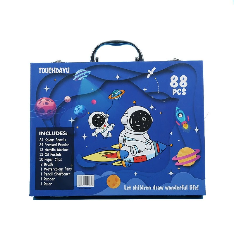 Mākslas gleznošanas komplekts Extralink Blue Astronaut — 88 elementi (krāsas, otas, piederumi)