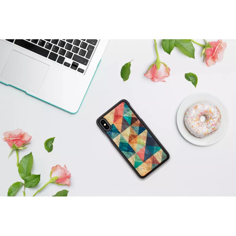 Telefona maciņš iKins iPhone XS Max — mozaīkas raksts, melns
