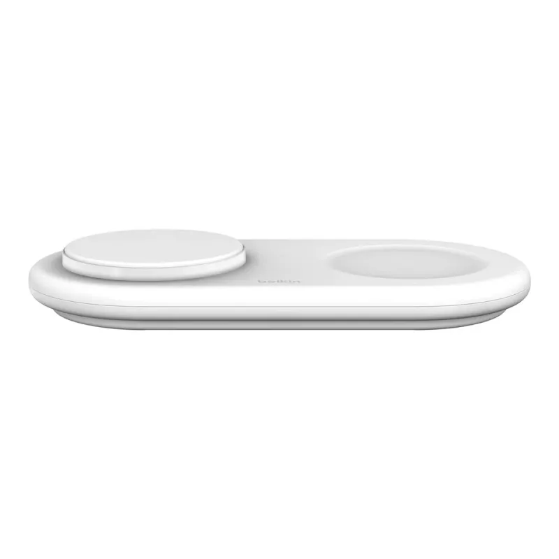 Belkin WIZ021VFWH - 2 vienā bezvadu uzlādes paliktnis ar Qi2 tehnoloģiju 15 W, balts