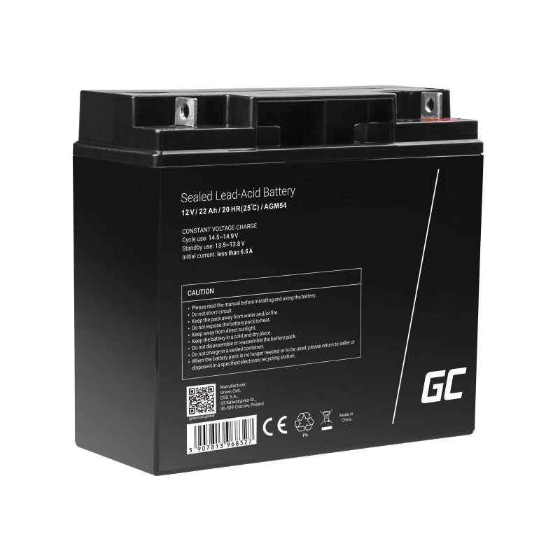 Vehicle battery zaļa Cell AGM54 12V 22Ah AGM maintenance-free, 167×77×181 mm, 5.6 kg