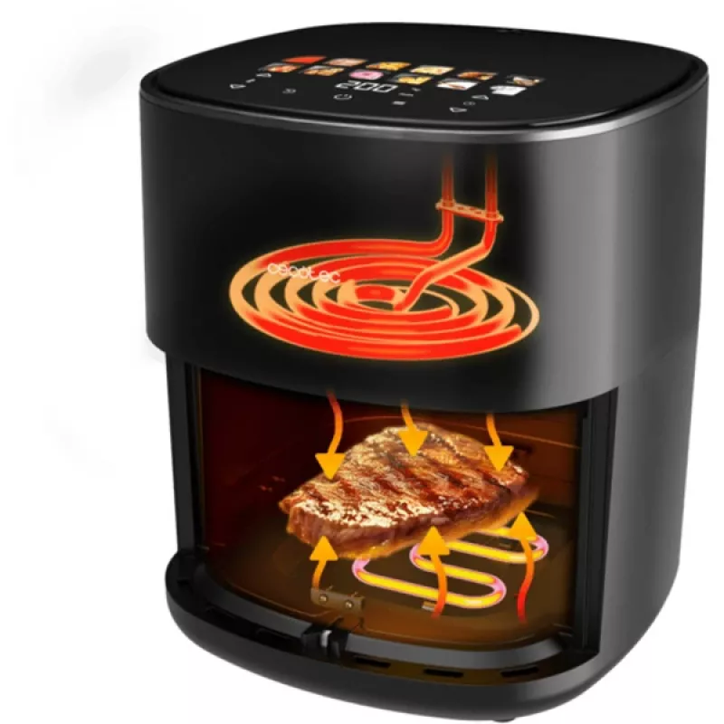 Karstā gaisa fritieris Cecotec Cecofry&Grill Duoheat 6500, 6,5 L, 2200 W, skārienjūtīgs LCD, melns