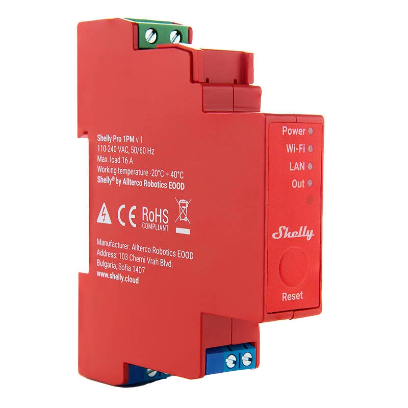 Cietvielu relejs Shelly Pro 1PM Pink 16A 110-240V
