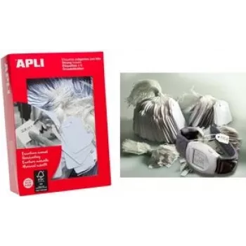 agipa preču birka 50 x 70 mm balta Bristoles papīrs 200 g ar baltu poliestera diegu - 1 gab.