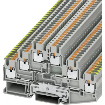 Phoenix Contact Push-In trīslīmeņu spaiļu bloks PT PT 2,5-PE/L/L pelēks, saturs: 1 gab. (3210541)