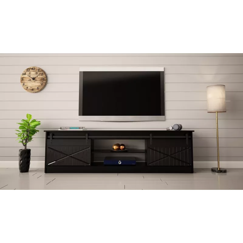 RTV GRANERO 200x56.7x35 melns/melns glancēts Skapis