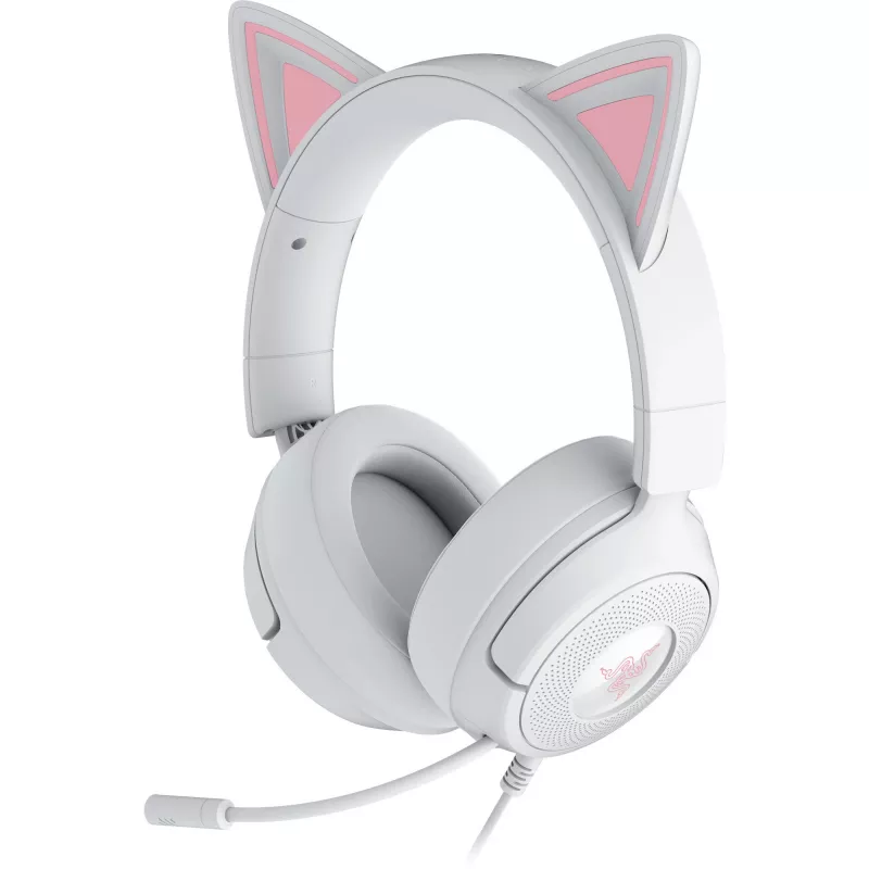 Austiņas Razer Kraken Kitty V3 X — spēļu austiņas ar RGB apgaismojumu, vieglu dizainu, iebūvētu mikrofonu