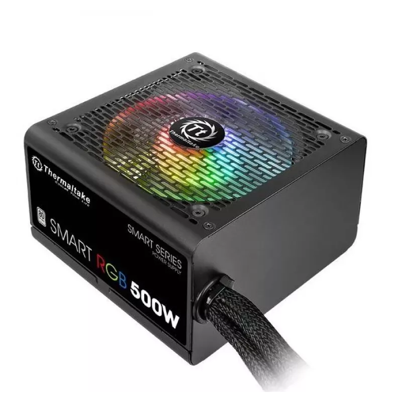 Thermaltake SMART RGB PS-SPR-0500NHSAWE-1 - Barošanas bloks (iekšējais) - ATX12V 2.3 - 80 PLUS - Maiņstrāva 230 V - 500 vati - aktīvā PFC - Melns