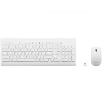 Pilnizmēra mehāniskā tastatūra un peles komplekts Lenovo GX30W75336 — USB + Bluetooth, QWERTY, balts