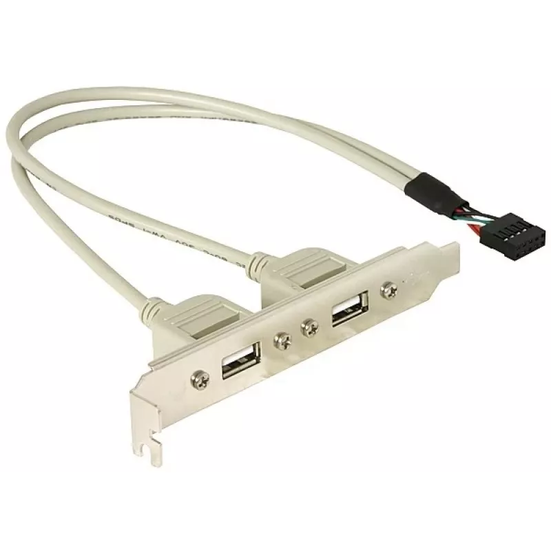 Slotbracket 1x iekšējais USB 5pin uz 2x USB2.0 ārējais DeLOCK 71000