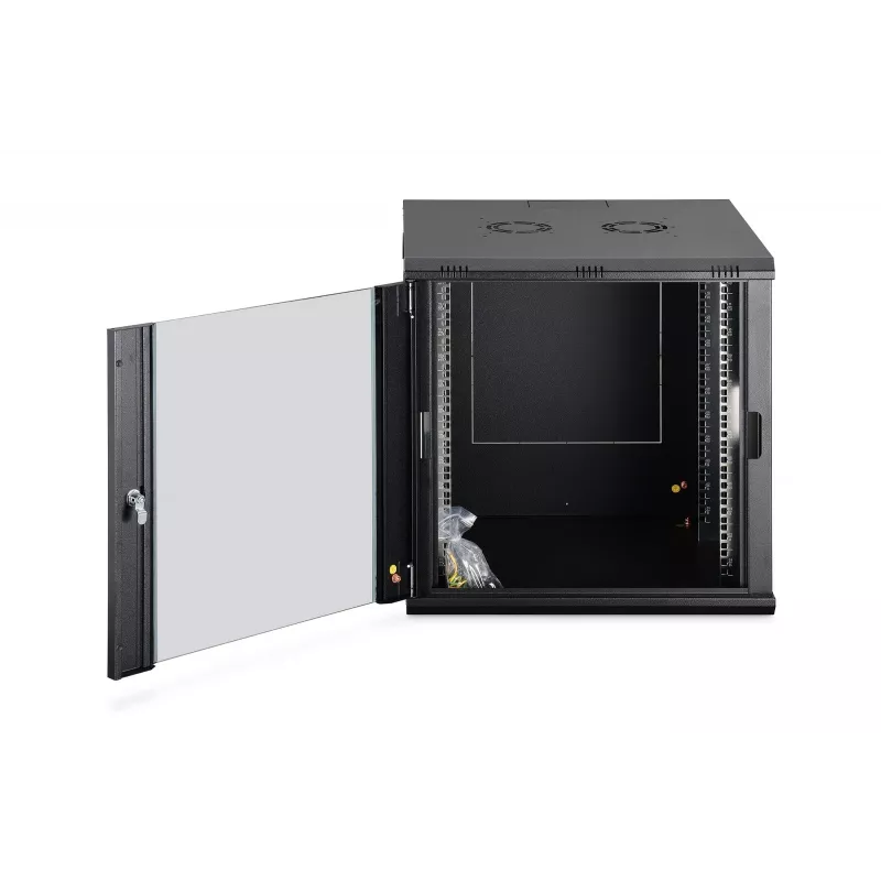 Pie sienas stiprināms tīkla korpuss DIGITUS Dynamic-N DN-37111 — 12U, 600x600 mm, IP20, atslēgas slēdzene