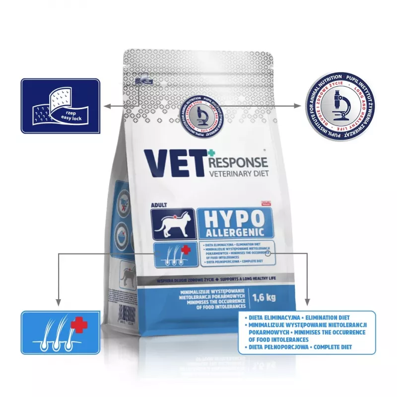 VET RESPONSE Hypoalergēniska - sausā kaķu barība - 1,6kg