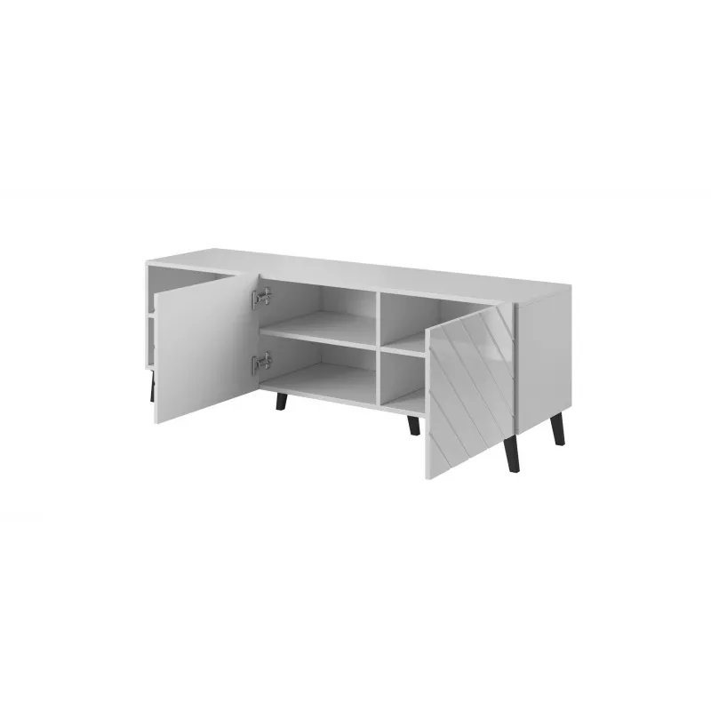 RTV skapis ABETO 150x42x52 balts/balts glancēts