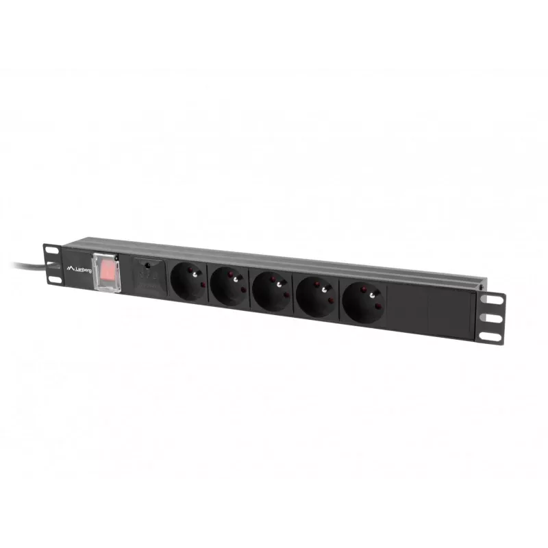 Lanberg PDU-05E-0200-IEC-BK strāvas sadales bloks (PDU) 5 maiņstrāvas rozetes 1U Melns