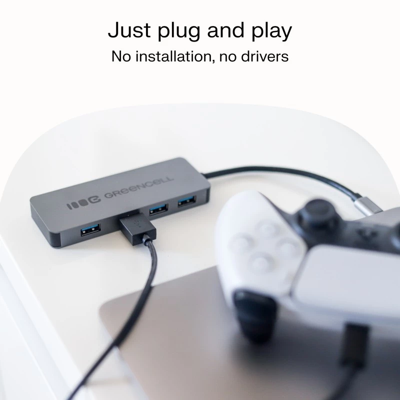 USB centrmezgls zaļa Cell HUB-GC-C4A — 4 portu USB-C 3.0 centrmezgls
