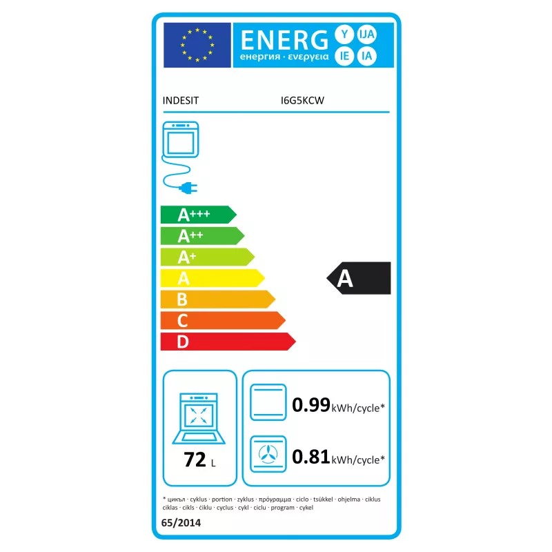 INDESIT plīts | I6G5KCW | Plīts virsmas tips Gāze | Cepeškrāsns tips Elektriska | Balta | Platums 60 cm | Grilēšana | Dziļums 60 cm | 72 L