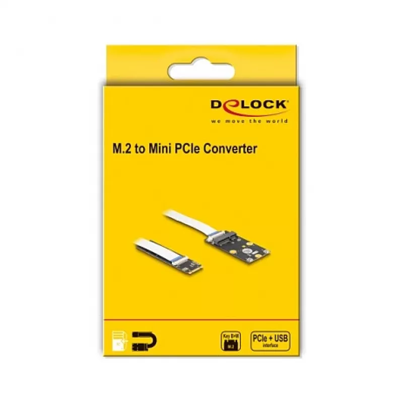 DeLOCK pārveidotājs M.2 Key B+M vīrišķais uz Mini PCIe slots elastīgs kabelis