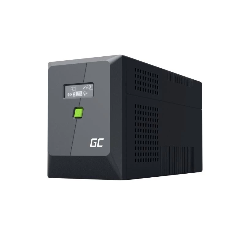 Nepārtrauktās barošanas avots UPS Line-Interactive Green Cell 1.5 kVA / 1050 W, 5 maiņstrāvas kontaktligzdas, tīrs sinusa vilnis, AVR, USB, Tornis, Melns