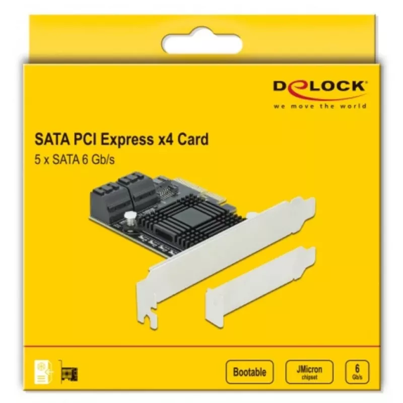SATA PCI Express x4 karte DeLOCK 5 portu zema profila formas faktors