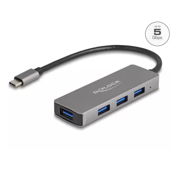 DeLOCK 63173 USB centrmezgls Type-C 5000 Mbit/s melns