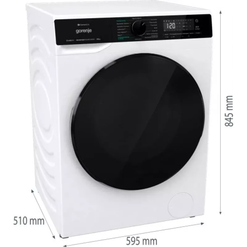 Gorenje WD2PA854ADW/AT veļas mazgājamā mašīna ar žāvētāju Brīvi stāvoša Priekšējā ielāde Balta D