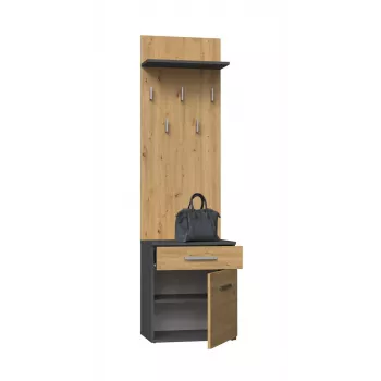 Top e Shop DUO WIESZAK ANT/ART drēbju pakaramais Antracīts un Ozols, skaidu plātne, 5 āķi