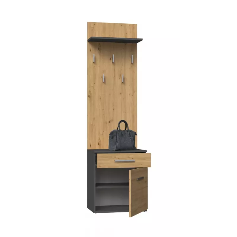 Top e Shop DUO WIESZAK ANT/ART drēbju pakaramais Antracīts un Ozols, skaidu plātne, 5 āķi