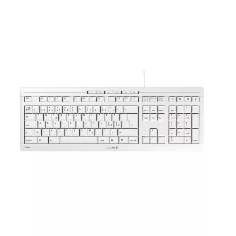 Cherry Stream tastatūra, USB, Ziemeļvalstu izkārtojums, gaiši pelēka