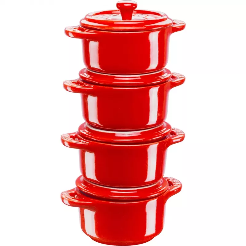 Staub Mini Cocotte Round, 4 gab. - 200 ml, sarkans