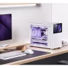 Datora korpuss Jonsbo D31 STD balts — Midi Tower, tērauds, rūdīts stikls, Micro-ATX/ITX/DTX, 2×2,5 collas + 1×3,5 collas, GPU līdz 400 mm, CPU dzesētājs 168 mm