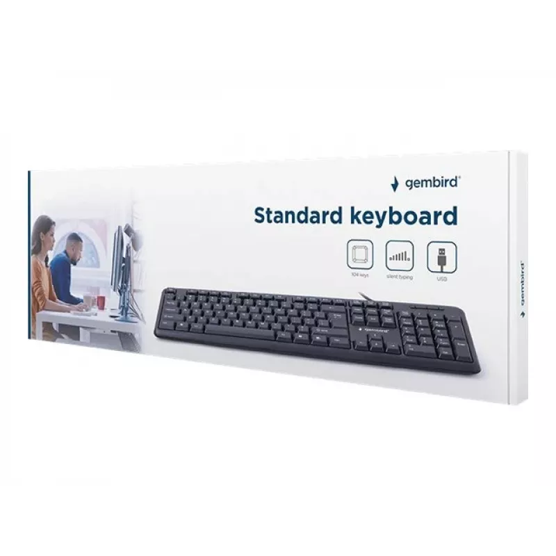 Tastatūra Gembird KB-U-103-RU Office USB QWERTY angļu krievu melna