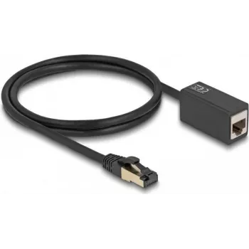 DeLOCK tīkla pagarinātāja kabelis RJ45 kontaktdakša uz RJ45 ligzdu Cat.8.1 S/FTP 1 m melns