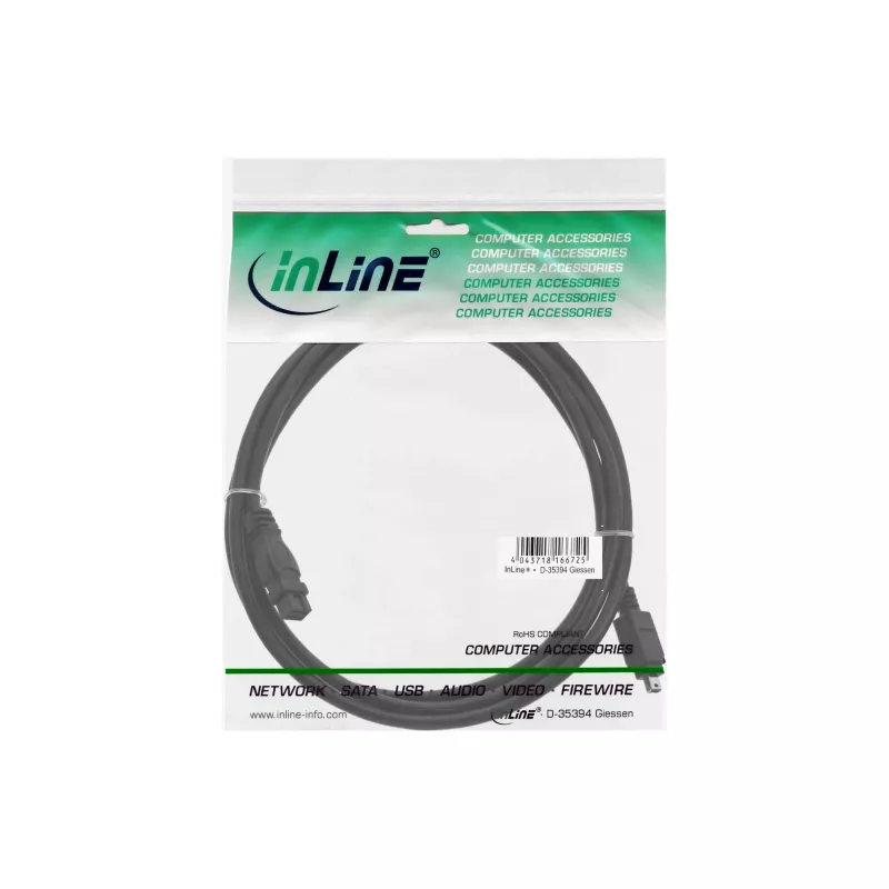 FireWire 400 uz 800 kabelis InLine 34901 1m vīriešu/vīriešu melns