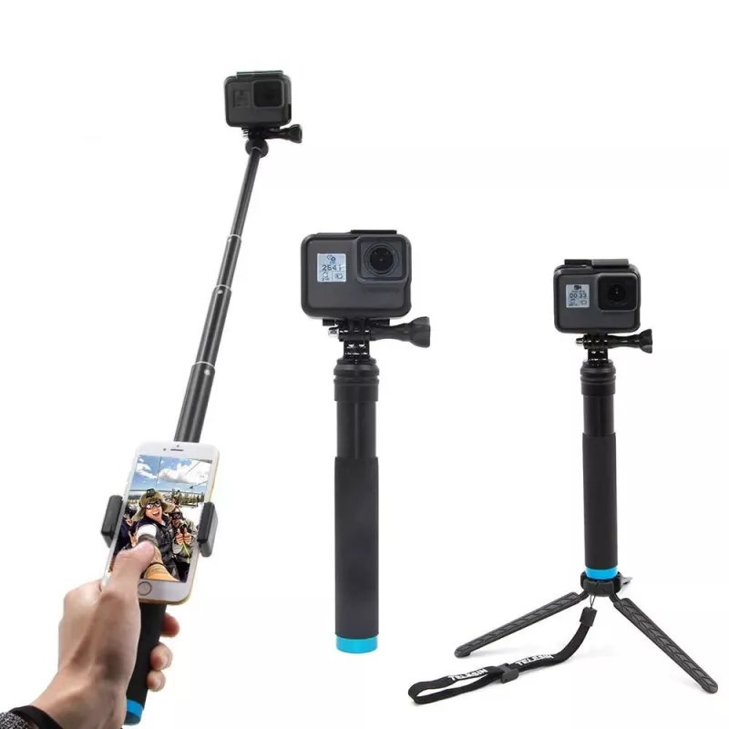 Pašbildei paredzēts statīvs Telesin GP-MNP-090-D, regulējams garums, viegls
