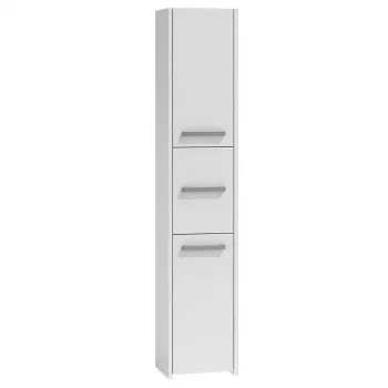 Vannas istabas skapis top e shop S33 BIEL — brīvi stāvošs, balts, 6 plaukti, 300×300×1700 mm