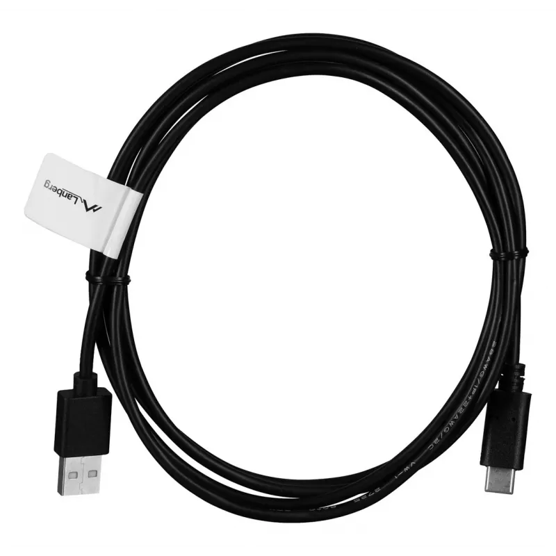 USB A uz USB C kabelis LANBERG CA-USBO-20CU-0018-BK — USB 2.0, 1,8 m, melns