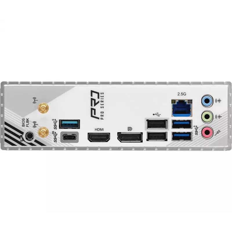 Mātesplate ASRock B860M Pro RS WiFi — Intel B860, LGA 1851, micro ATX, DDR5, 4 DIMM, 3x M.2, 2.5Gb LAN, Wi‑Fi, Bluetooth