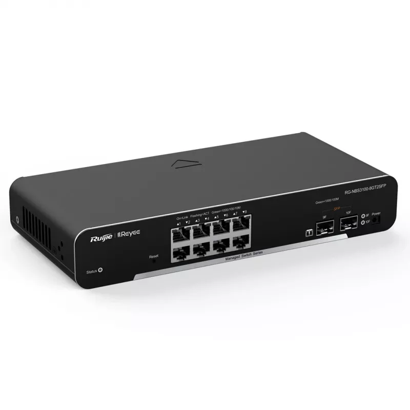 Ruijie Networks RG-NBS3100-8GT2SFP tīkla komutators Pārvaldāms L2 Gigabit Ethernet (10/100/1000) Melns