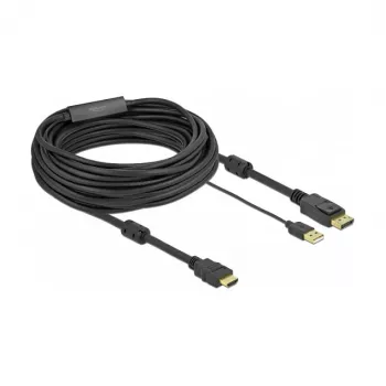Video kabeļa adapteris DeLOCK 85968 10 m HDMI Type A DisplayPort USB Type-A Melns