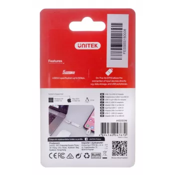 UNITEK ADAPTERS USB-C–USB-A 3.1 GEN1, M/F, A1025GNI