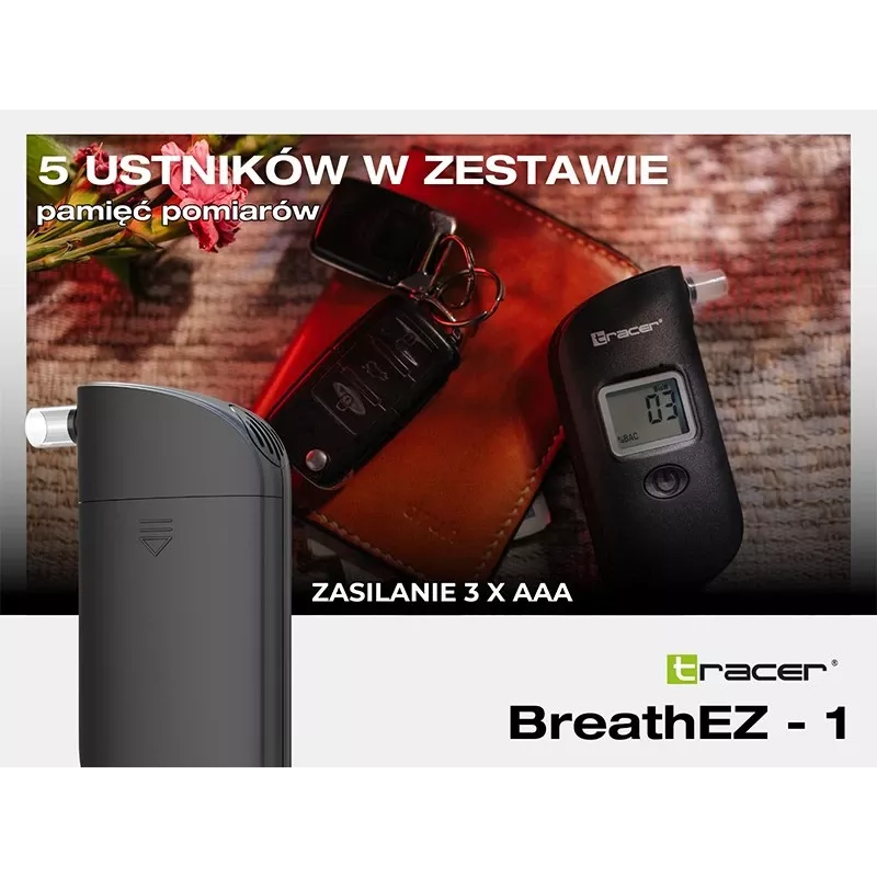 Tracer BreathEZ-1 pusvadītāju alkometrs, melns