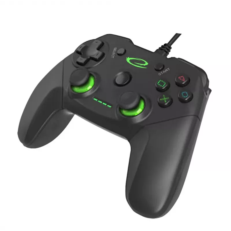 Spēļu kontrolieris ESPERANZA EGG110K vadu USB ar vibrāciju, 12 pogas, 1,5 m kabelis — PC un PS3