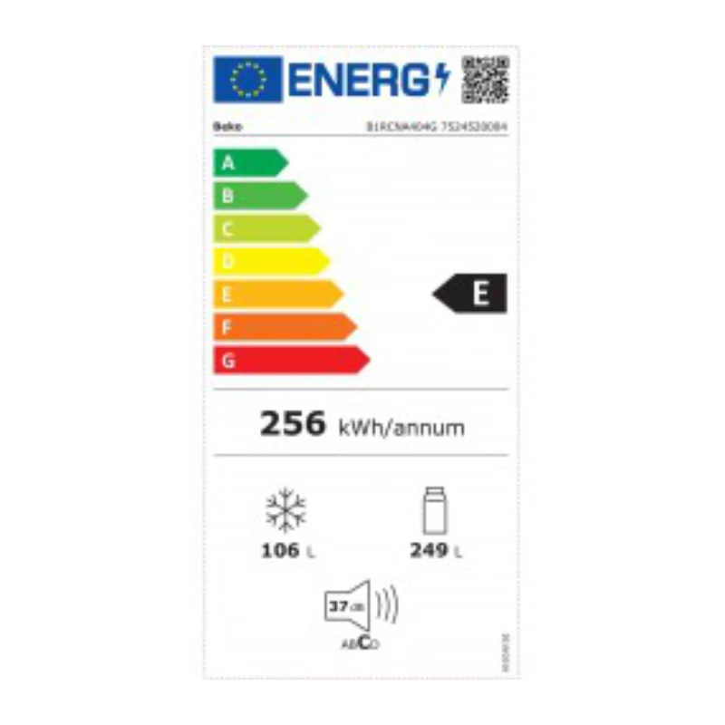 BEKO ledusskapis B1RCNA404G, augstums 203,5 cm, energoefektivitātes klase E, NeoFrost, AeroFlow, pelēks