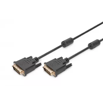 DIGITUS - DVI kabelis - Dual Link - DVI-D (M) - DVI-D (M) - 5,0m - liets, īkšķa skrūves - melns (AK-320101-050-S)