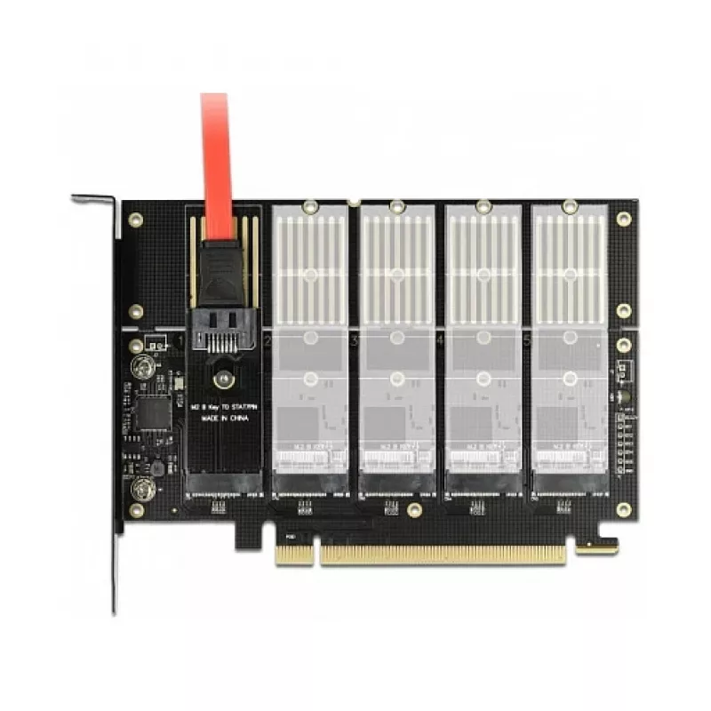 DeLOCK PCI Express x16 karte ar 5 iekšējiem M.2 Key B / SATA slotiem